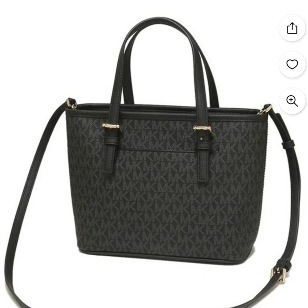 Michael Kors Black Logo Tote Bag with MK Charm - Picture 4 of 11